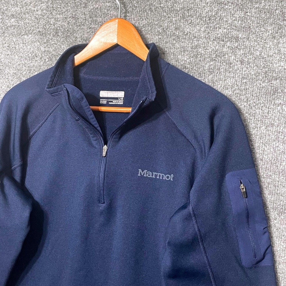 Marmot Womens Navy Blue Quarter Zip Pullover Long Sleeve Arm Pocket Size L